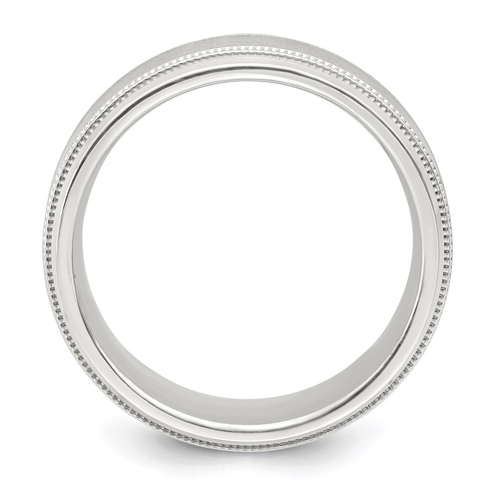 Sterling Silver 8mm Brushed Flat Milgrain Beveled Edge Fancy Band Size 8.5