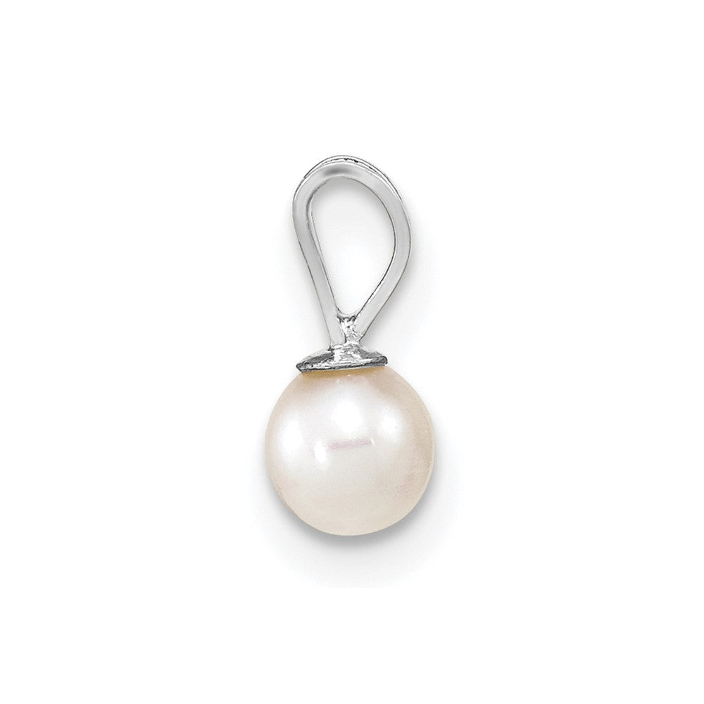 10k White Gold 4-5mm White Round Freshwater Cultured Pearl Pendant