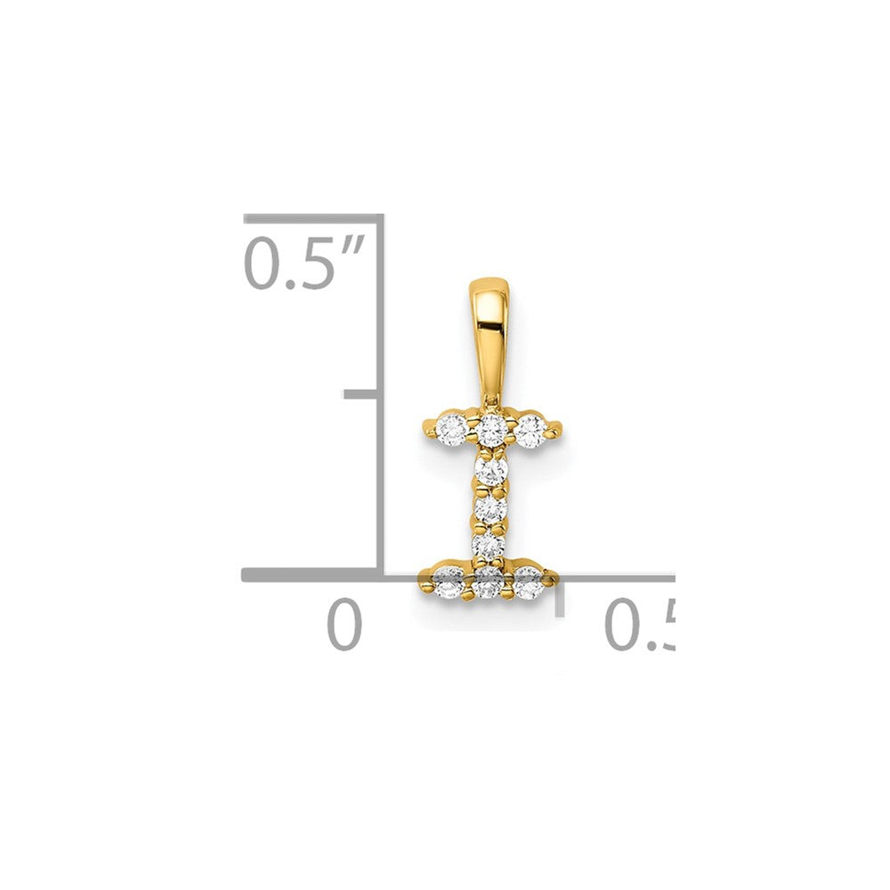 14k 1/10 carat Lab Grown Diamond VS/SI+ G+ Letter I Initial Pendant