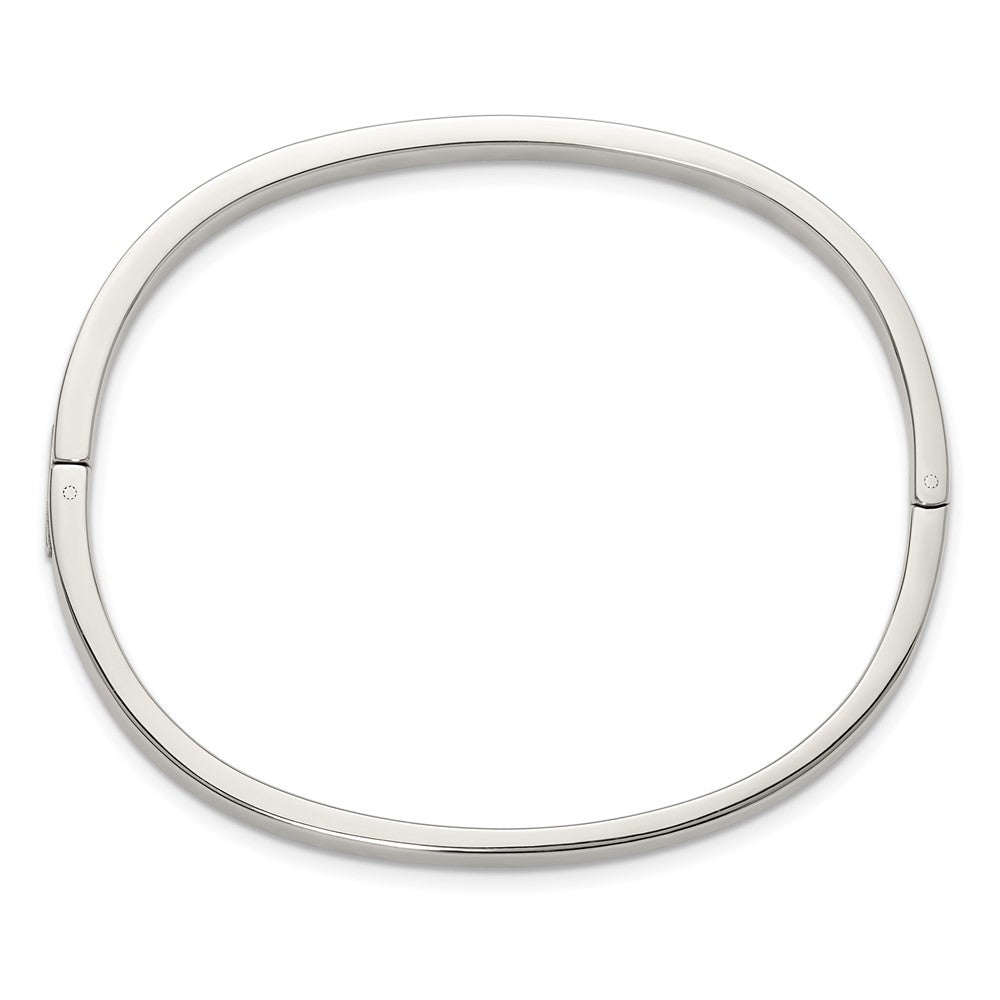 Chisel Stainless Steel Polished with Crystals 4mm 7 inch Hinged Bangle 7 inches