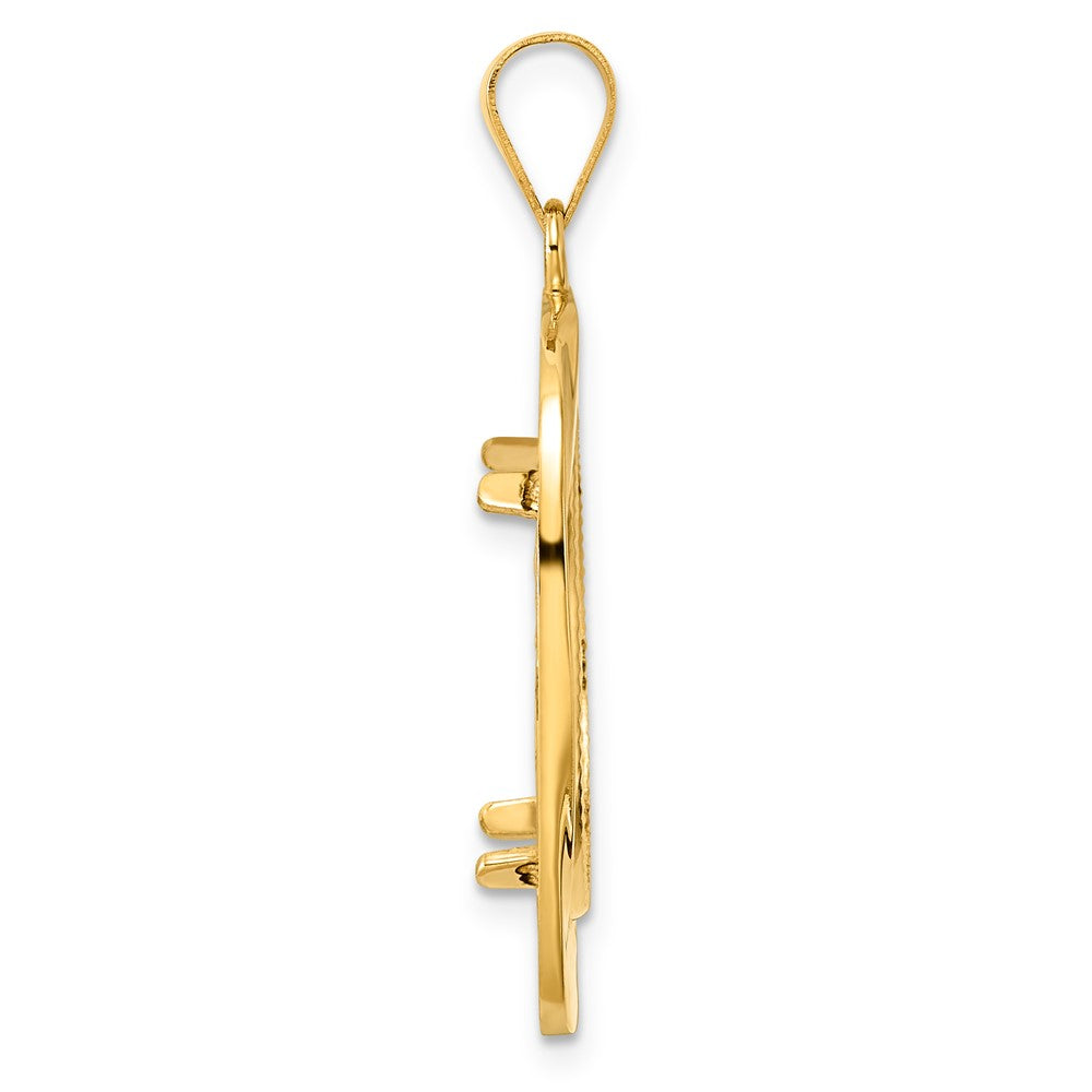 14k Diamond Cut Riptide with 18.0mm Prong Coin Bezel Pendant