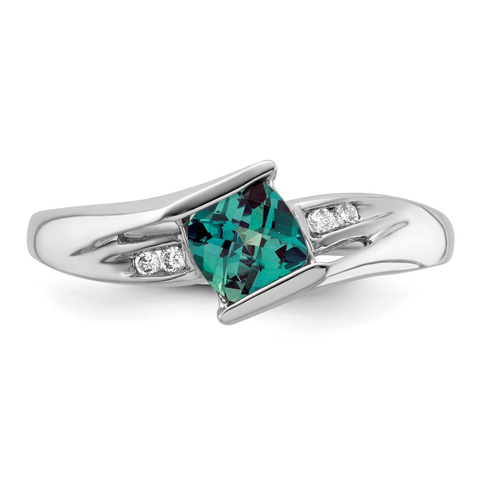 Sterling Silver CR Alexandrite & Diamond Ring
