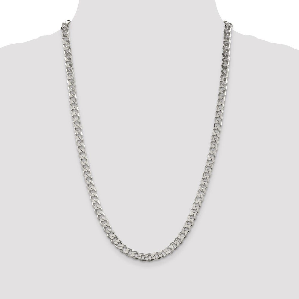 Sterling Silver 7mm Pav‚ Curb Chain 26 Inches