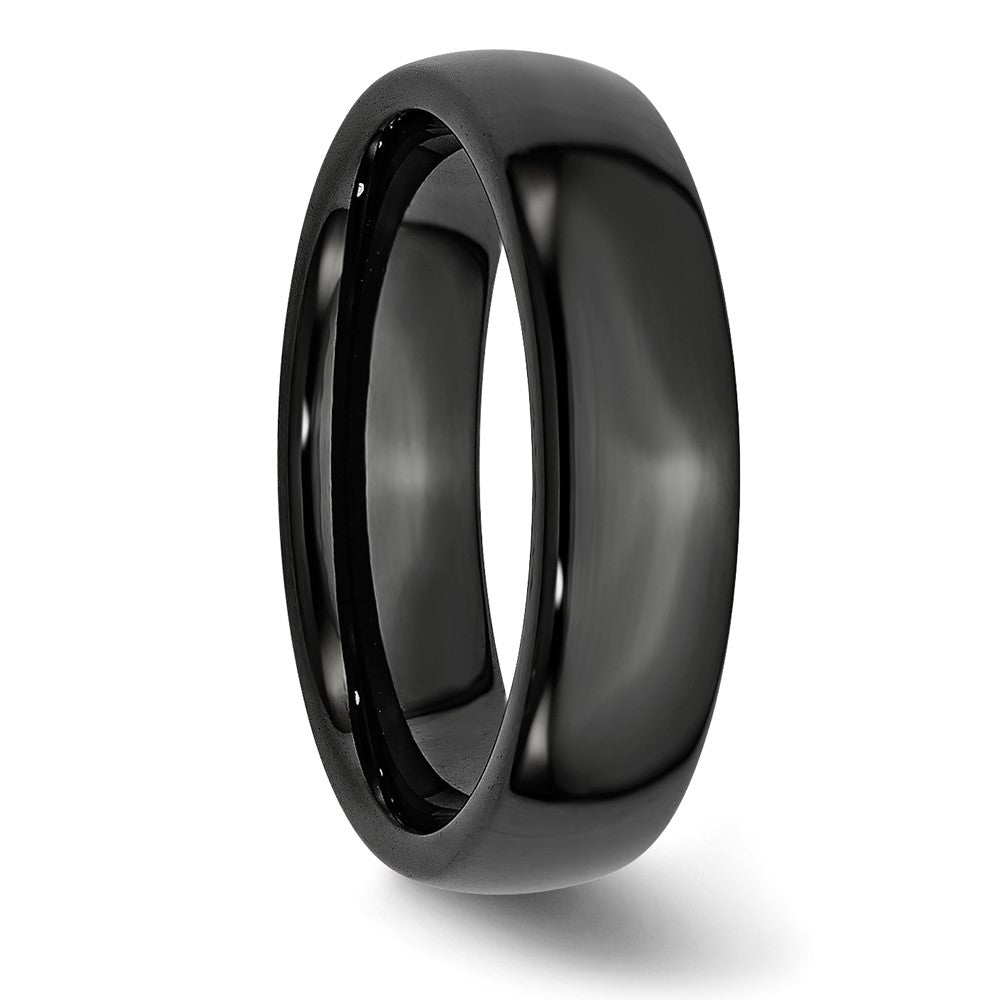 Black Ceramic 6mm Polished Band Size - 10