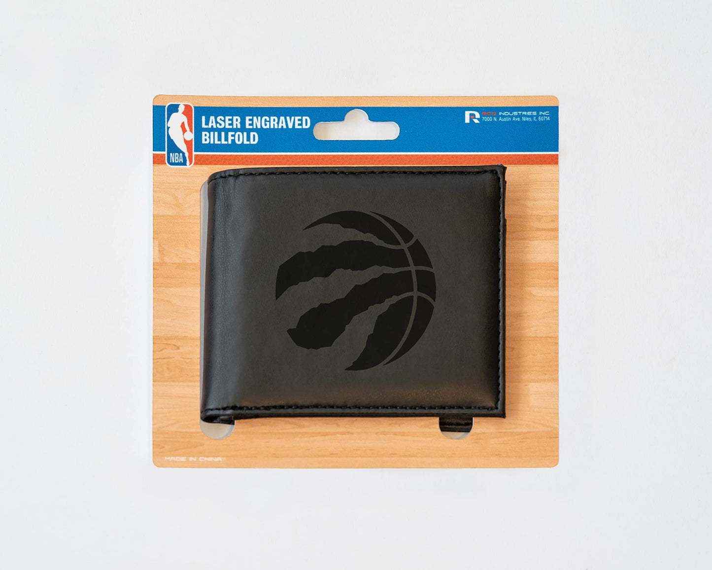 NBA Toronto Raptors Black Faux Leather Bi-fold Wallet with 4 Card Slots and Flip-up ID Window QGC7246