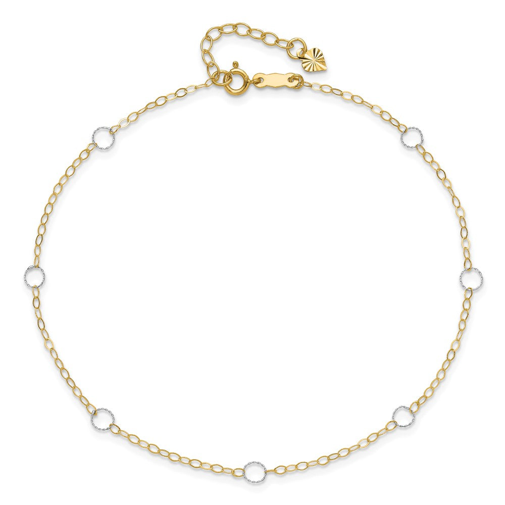 14k Two-Tone Circle 10in Plus 1in ext  Anklet