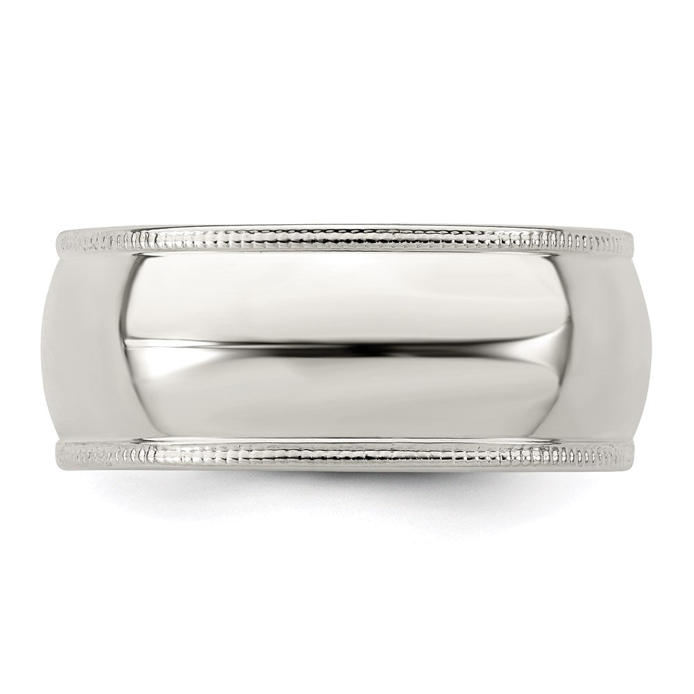 Sterling Silver 8mm Half Round Milgrain Size 6.5 Band