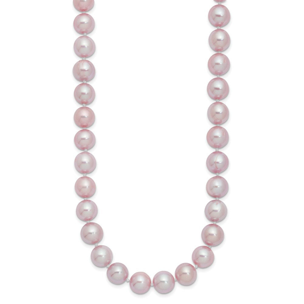 Sterling Silver Rhodium-plated 9-10mm Purple Near-Round Freshwater Cultured Pearl 16 inch Necklace 16 Inches