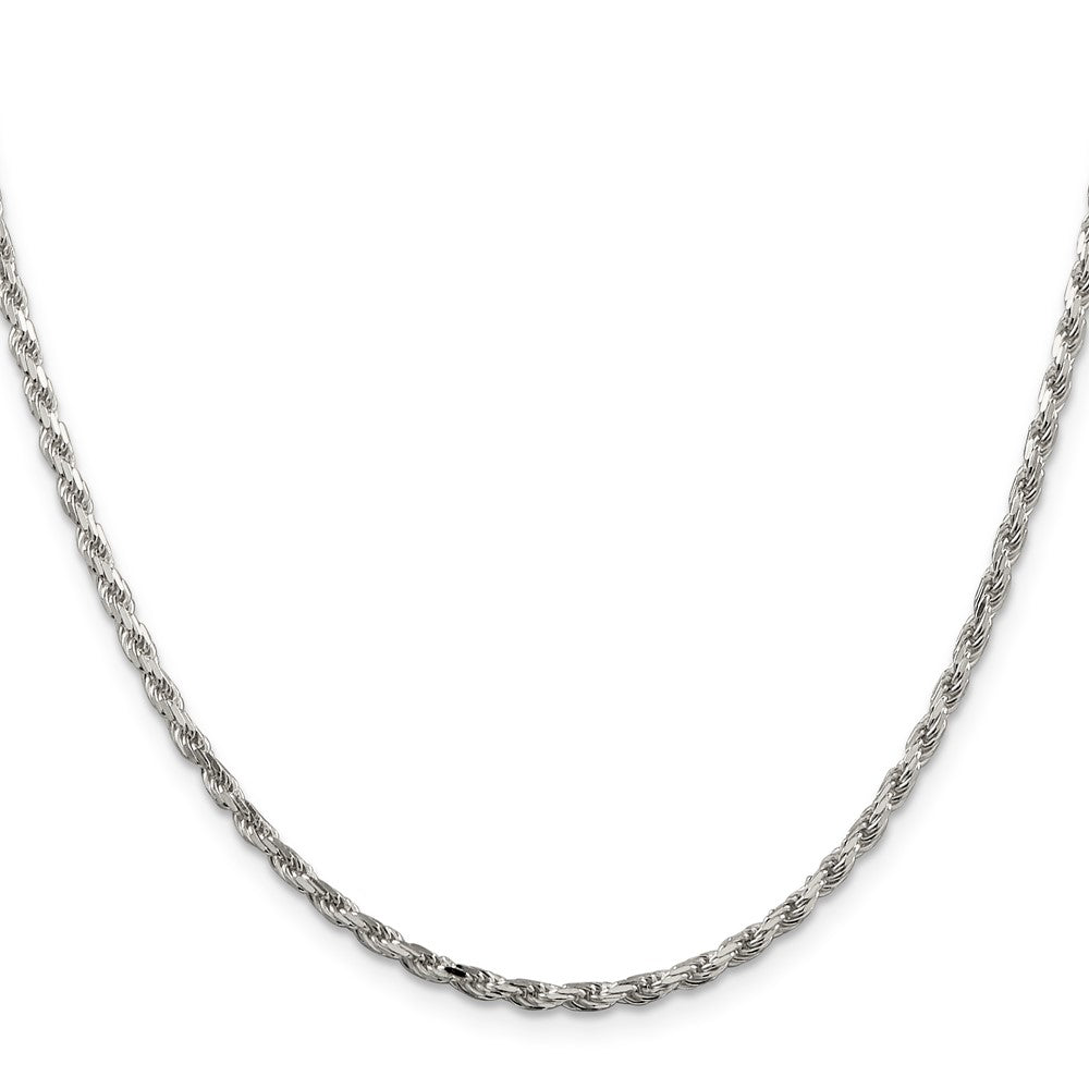 Sterling Silver Rhodium-plated 2.5mm Diamond-cut Rope Chain 24 Inches