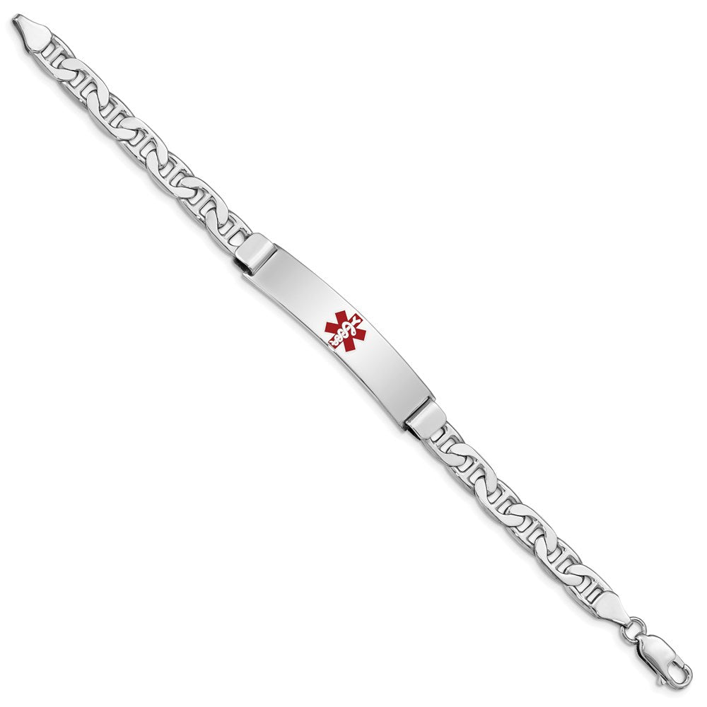 Sterling Silver Rhodium-plated Medical ID Anchor Link Bracelet 8 inches