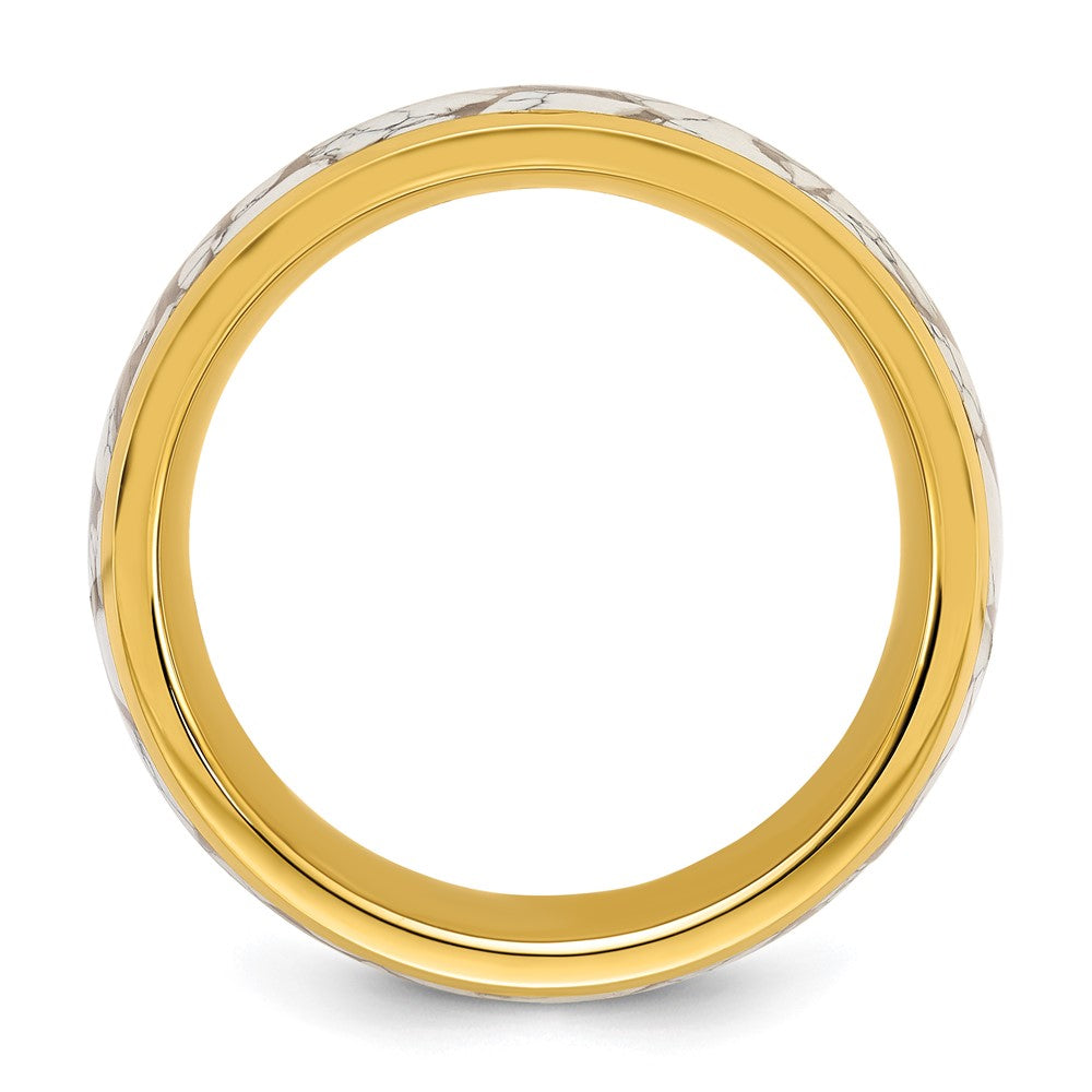 Chisel Titanium Polished Yellow IP-plated with Ceramic Fragments Inlay 8mm Band Size - 14