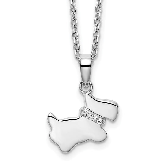White Ice Sterling Silver Rhodium-plated 18 Inch Diamond Dog Necklace with 2 Inch Extender 18 Inches