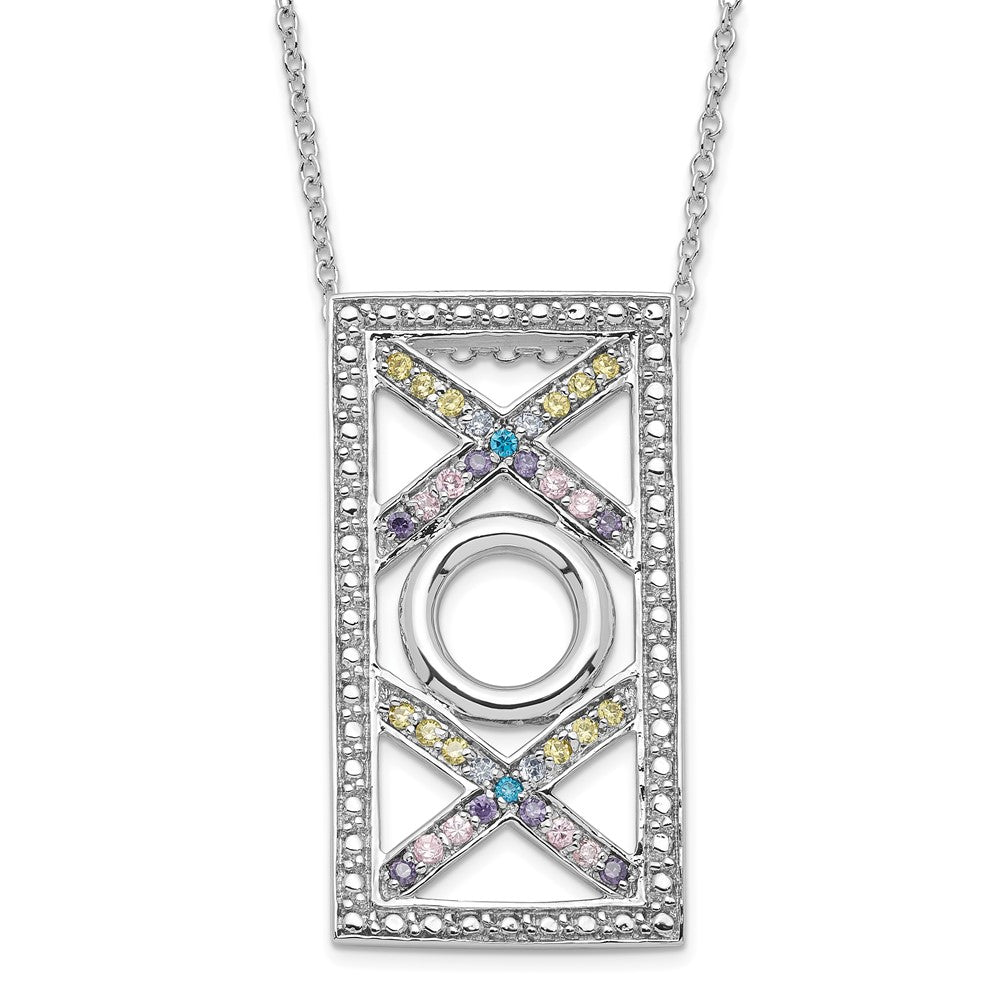 Sentimental Expressions Sterling Silver Polished Multicolor CZ Love and Kisses Necklace