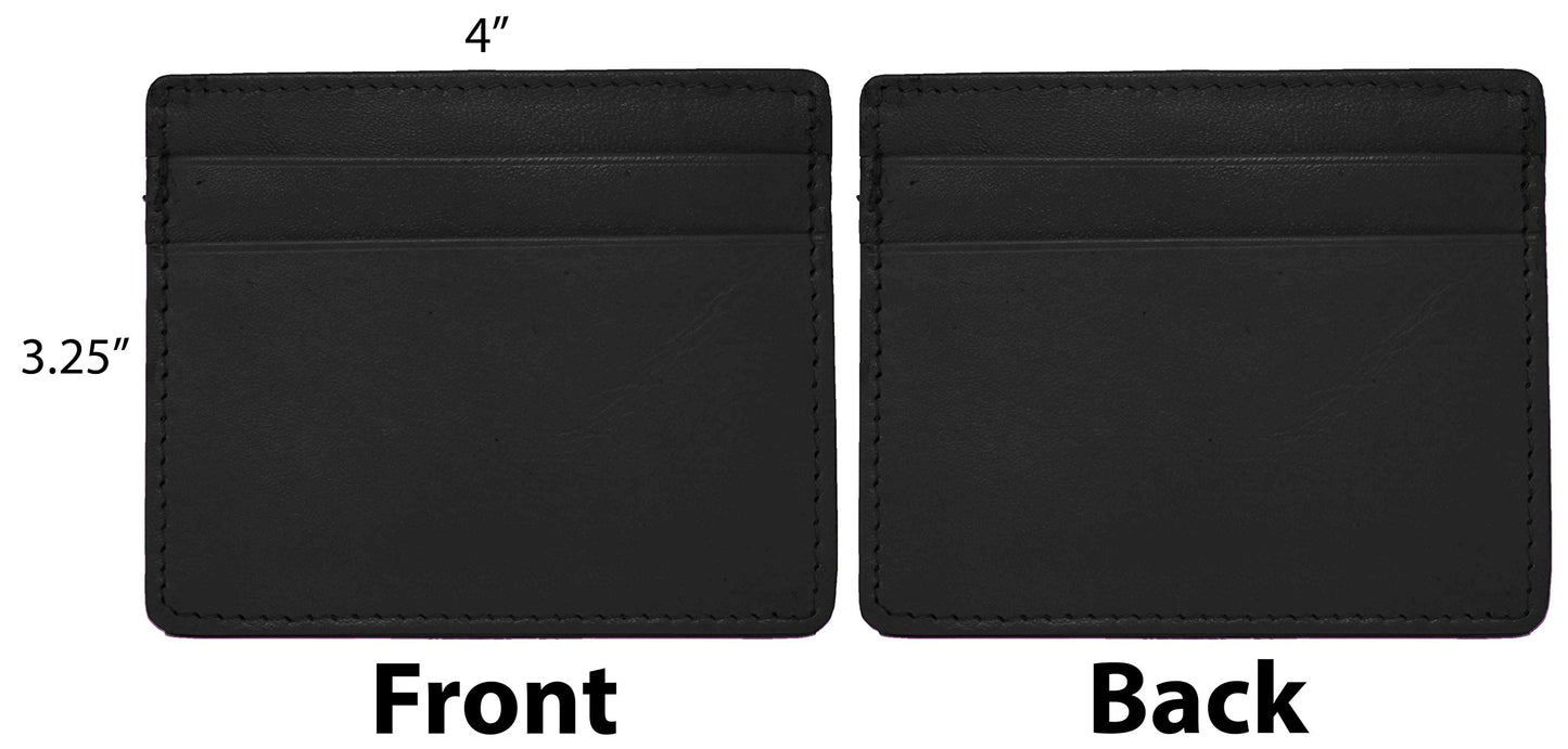 Genuine Cowhide Leather Pocket 6-Card Slim Wallet for Men & Women
