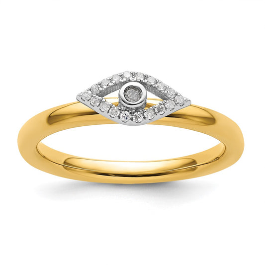 Sterling Silver Stackable Expressions Evil Eye Diamond Ring Size -7