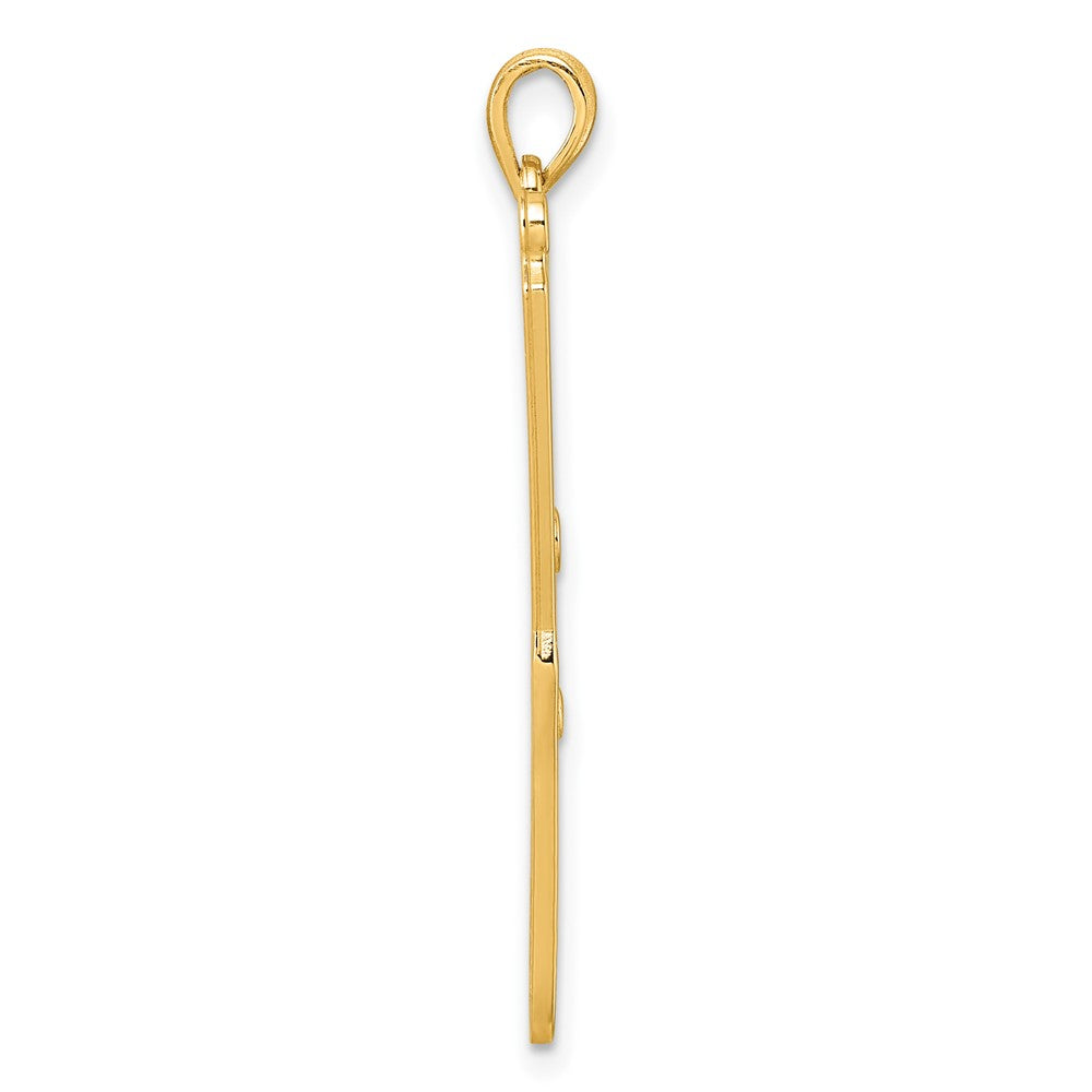 14K Polished Curling Wand Pendant