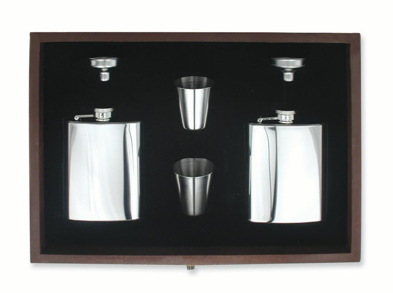 Polished Stainless Steel Two-4oz Flasks Gift Set GP2792