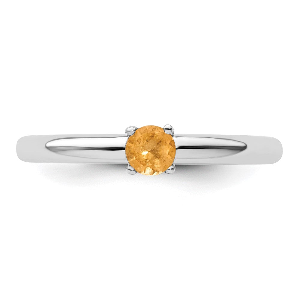 Sterling Silver Stackable Expressions Rhodium Citrine Ring