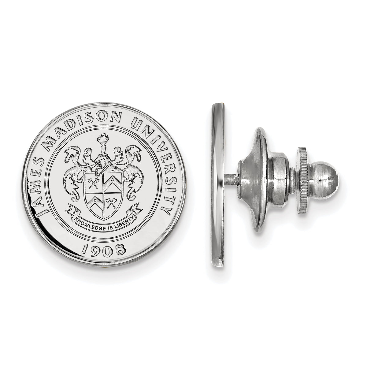 LogoArt Sterling Silver Rhodium-plated James Madison University Crest Lapel Pin