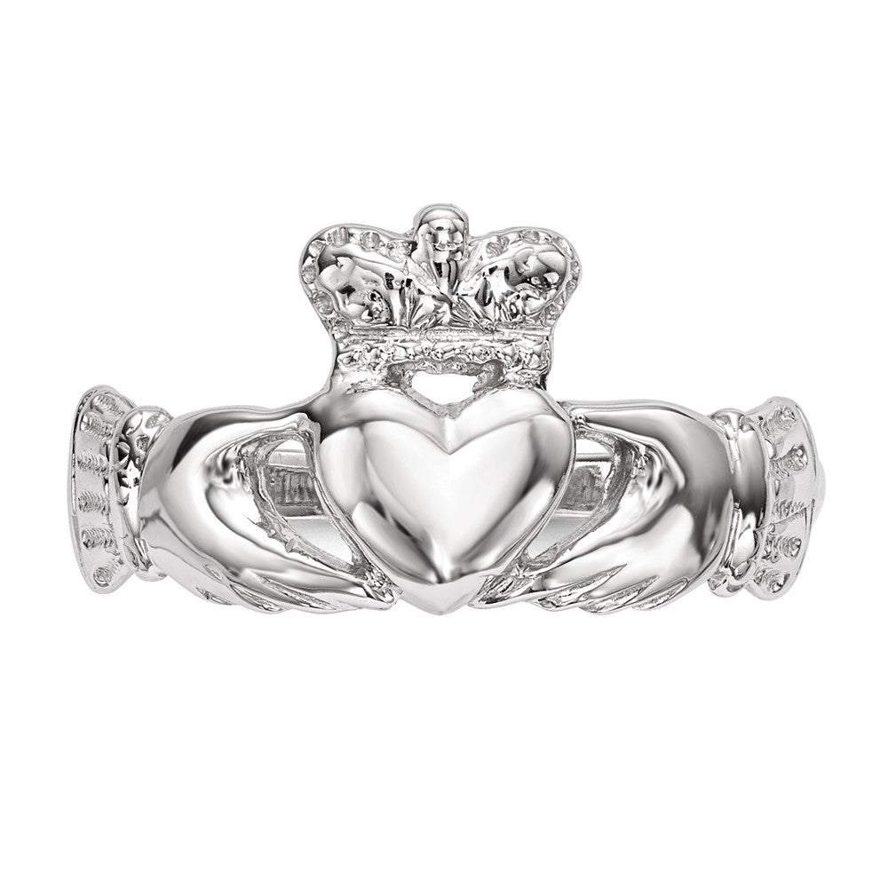 14k White Gold Polished Claddagh Ring Size 7
