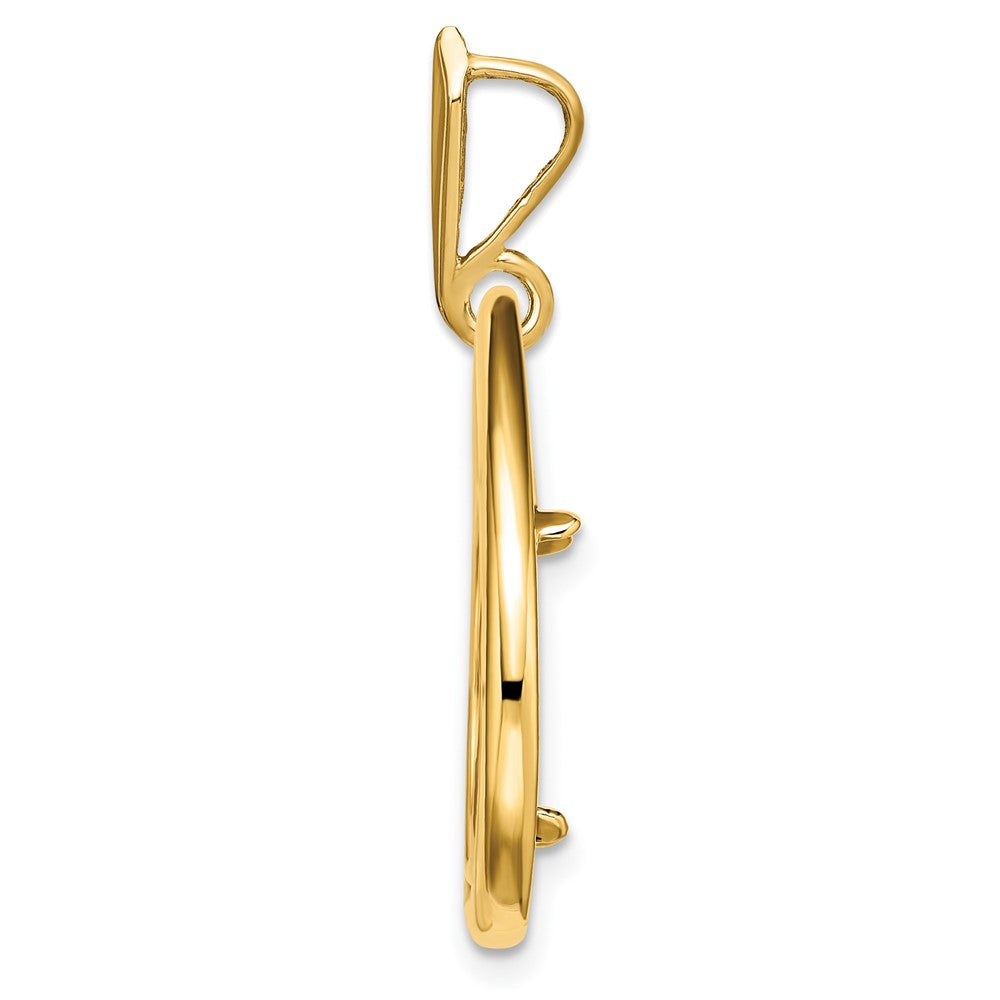 Wideband Distinguished Coin Jewelry 14k Polished Teardrop Shaped 13.0mm Prong Coin Bezel Pendant
