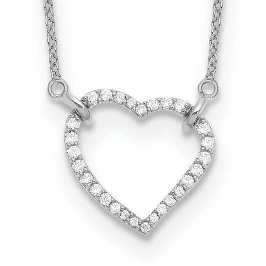 14k White Gold 1/5 carat Lab Grown Diamond VS/SI+ G+ 18 inch Heart Necklace