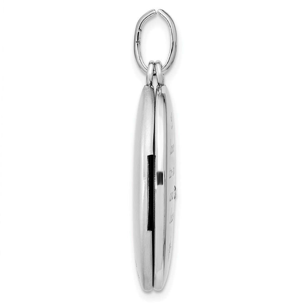 Sterling Silver Rhod-pltd 26mm Diamond I LOVE MOON Oval Swing Locket