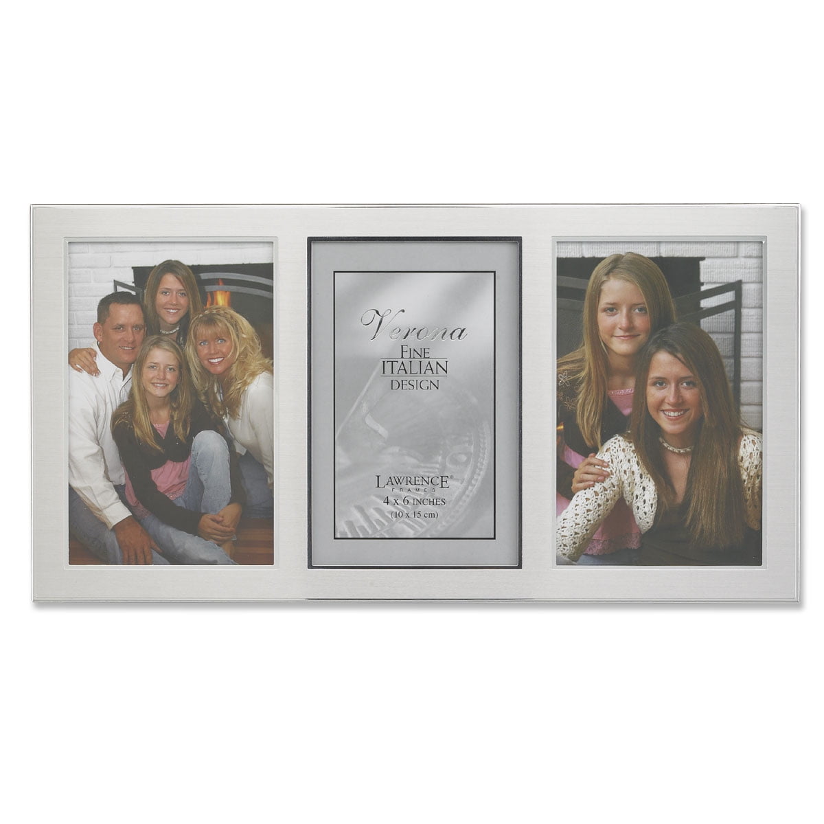Brushed Silver Metal and Shiny Metal Two Tone 4x6 Triple Opening Panel