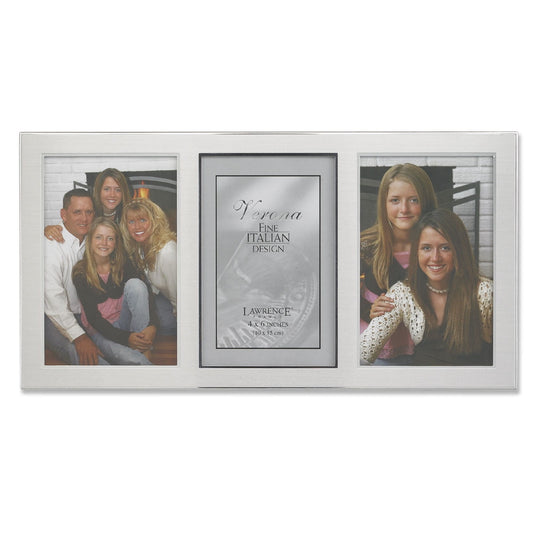Brushed Silver Metal and Shiny Metal Two Tone 4x6 Triple Opening Panel