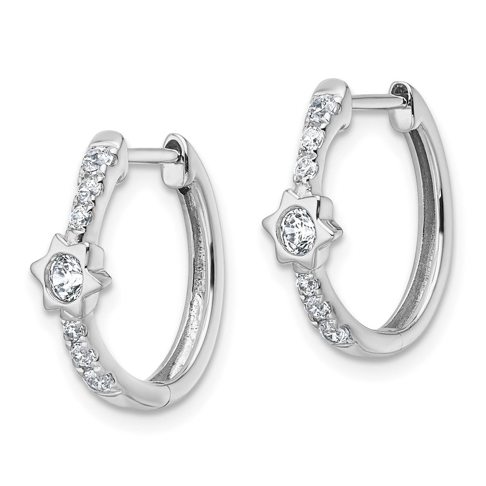 True Origin 14k White Gold 1/2 carat Lab Grown Diamond VS DEF Hinged Hoop Earrings
