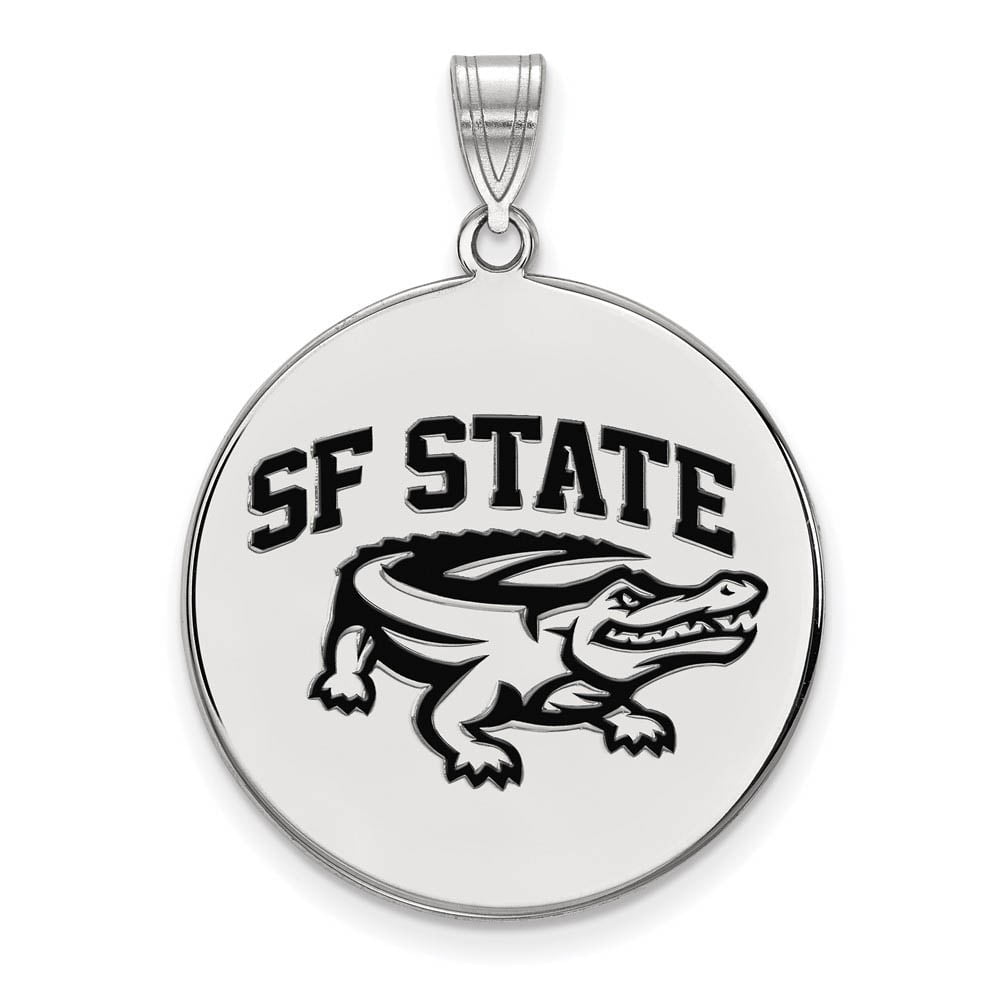 Sterling Silver Official Licensed Collegiate San Francisco State U XL Enamel Disc Pendant