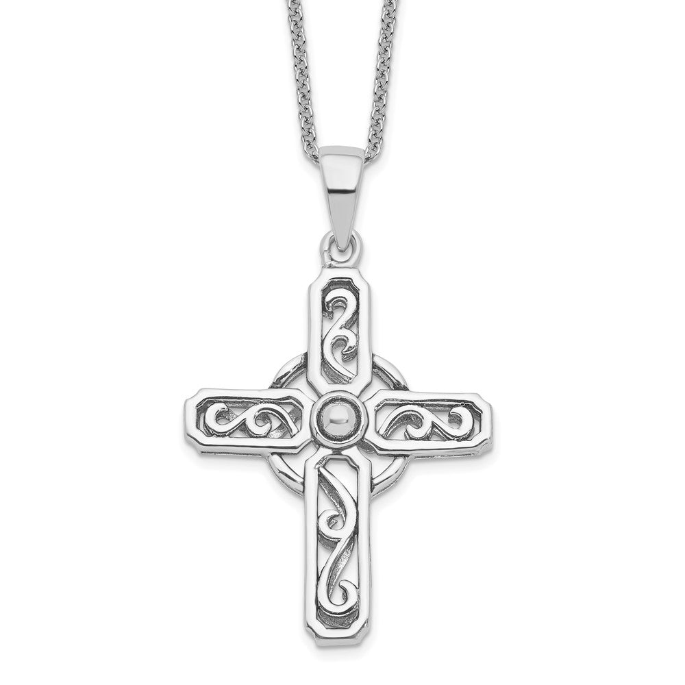 Sentimental Expressions Sterling Silver Rhodium-plated Prayer Cross 18in. Necklace 18 Inches