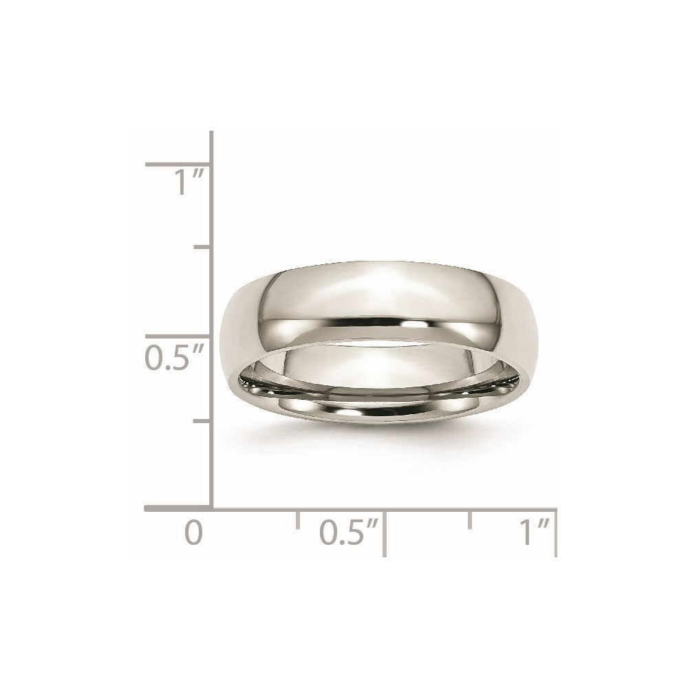 Stainless Steel Polished 6mm Half Round Band Size - 9.5