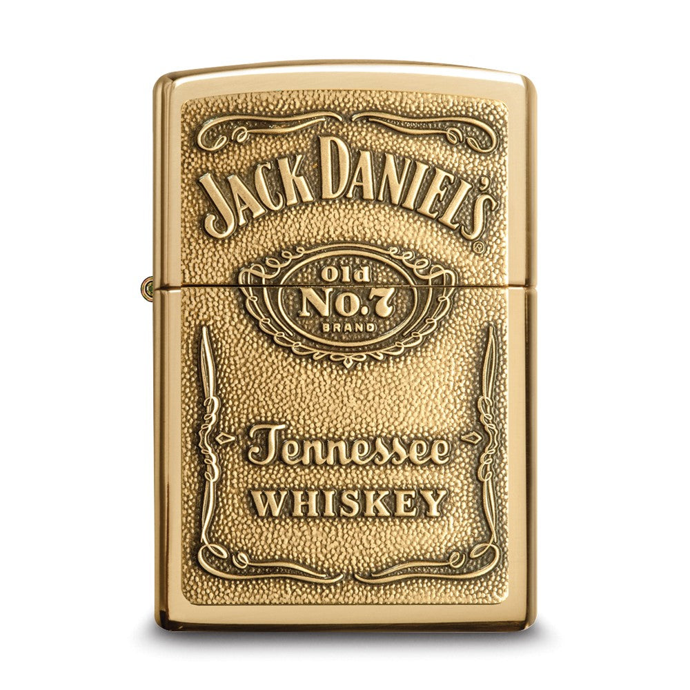 Zippo Jack Daniels Label Emblem High Polish Brass Lighter