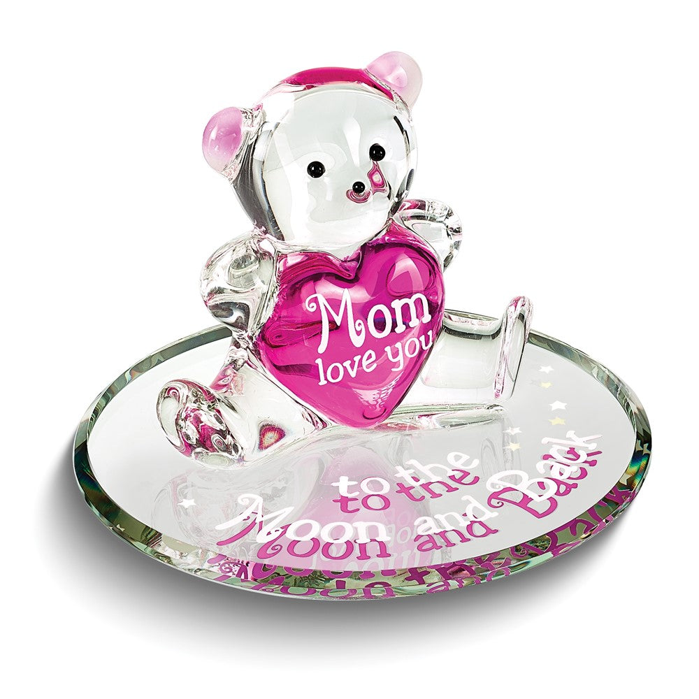Glass Baron MOM LOVE YOU TO THE MOON AND BACK Bear with Heart Figurine