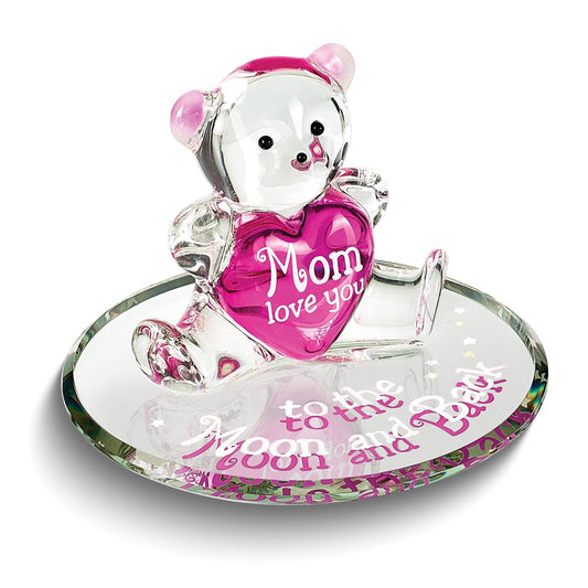 Glass Baron MOM LOVE YOU TO THE MOON AND BACK Bear with Heart Figurine