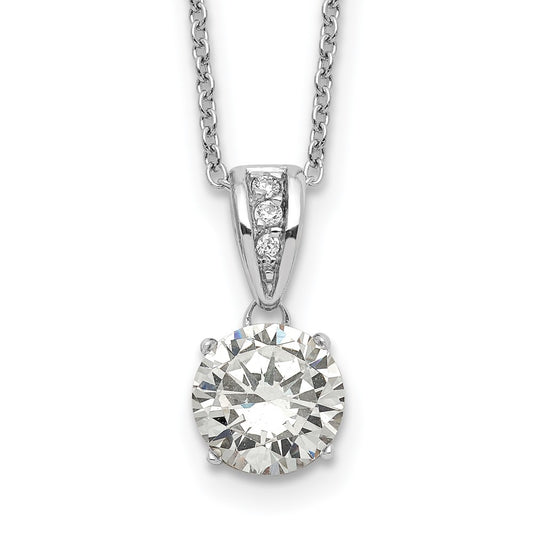 Cheryl M Sterling Silver Rhodium-plated with Gold-plated Accent Brilliant-cut 8mm CZ XO Gallery 18 Inch Necklace 18 Inches