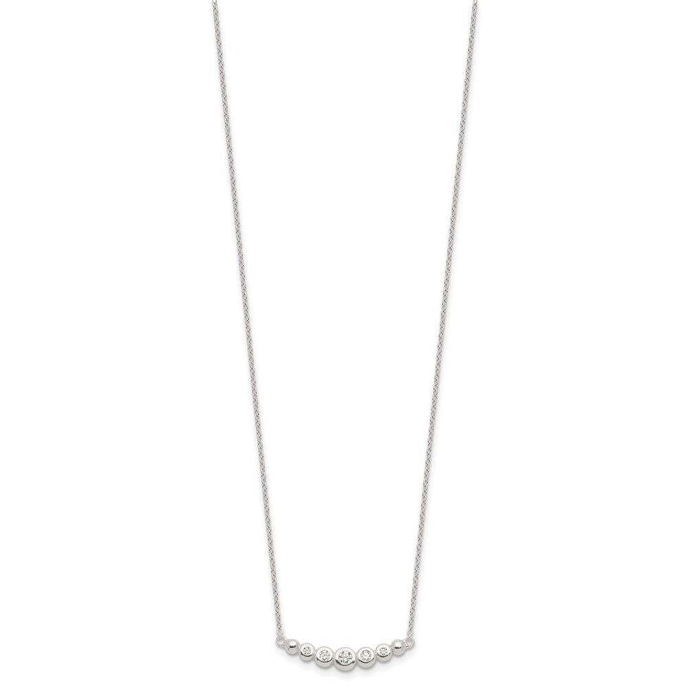 Sterling Silver Garduated CZ 18in Bar Necklace 18 Inches