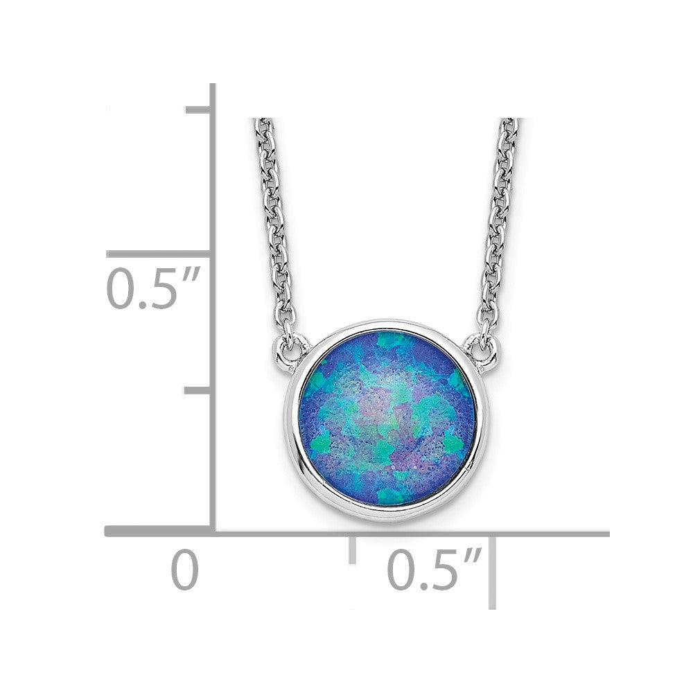 Sterling Silver Rhodium-plated Synthetic Blue Opal 18in Necklace 18 Inches