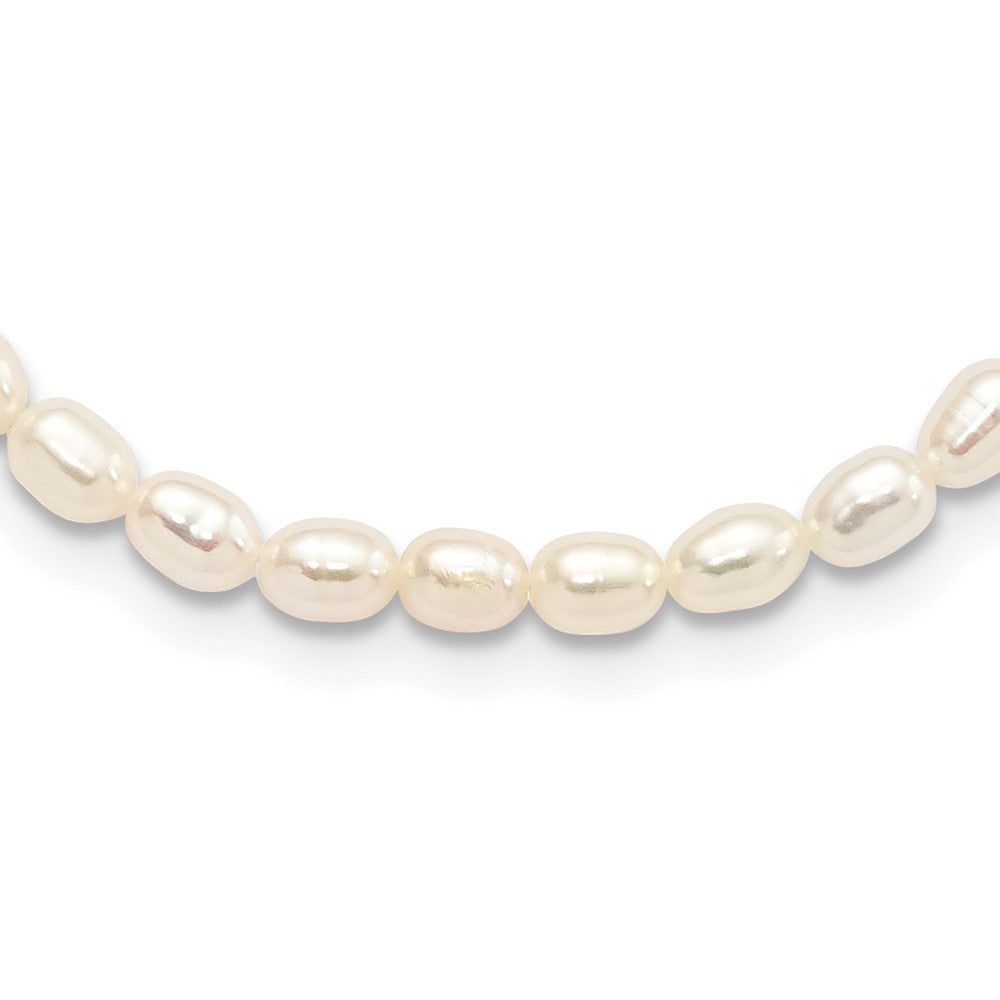 Sterling Silver Rhodium-plate 4-5mm White Rice Freshwater Cultured Pearl Children's 13 inch Necklace 13 Inches
