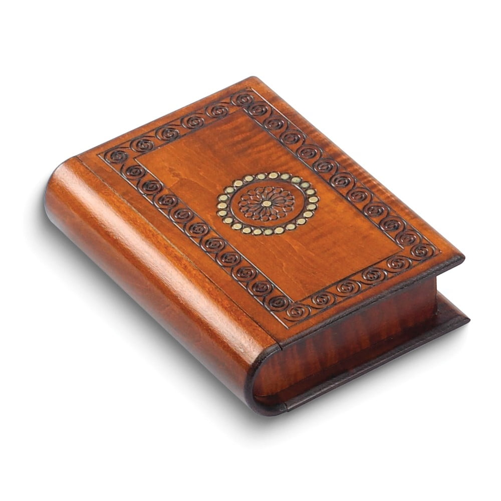Handcrafted Solid Wood Carved Book-shaped Secret Puzzle Box QGM16145