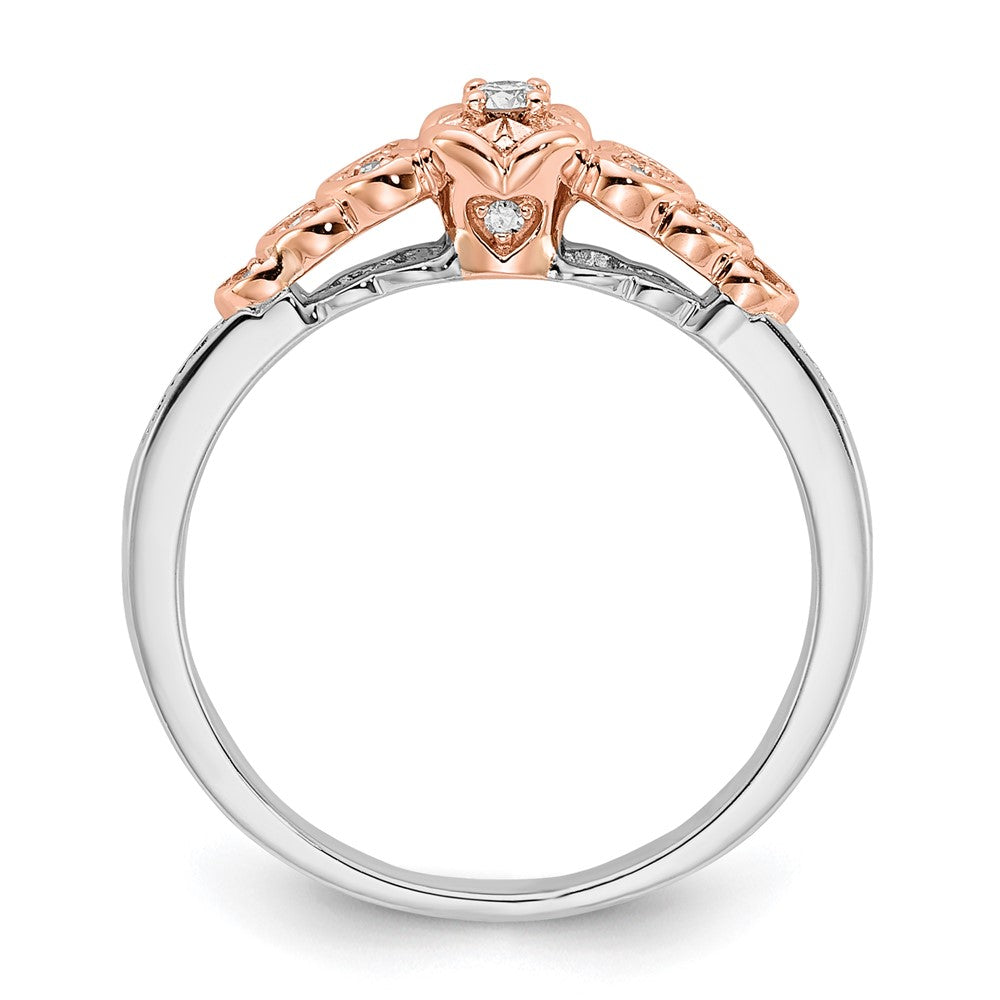 10K Two Tone Diamond Heart Ring