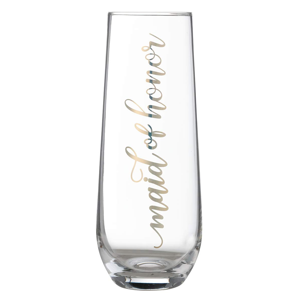 Lillian Rose Gold Maid of Honor Stemless Champagne Glass, 5.75", 1 Count (Pack of 1), Clear