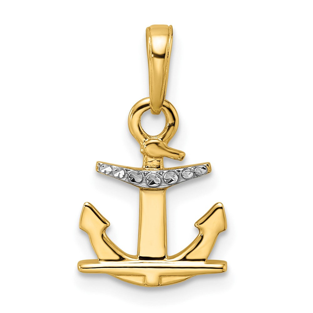14k/White Rhodium D/C Anchor Pendant