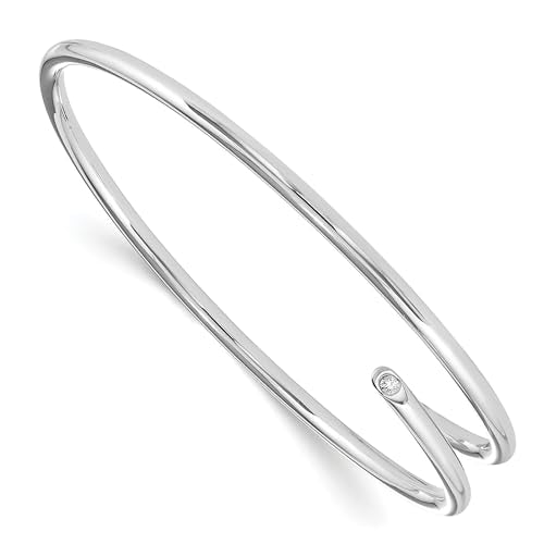 White Ice Sterling Silver Rhodium-plated Diamond Bangle
