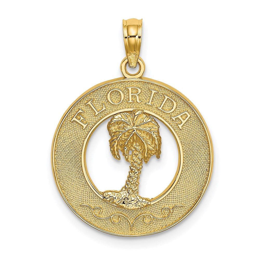 14K FLORIDA w/Palm Tree  Circle Charm