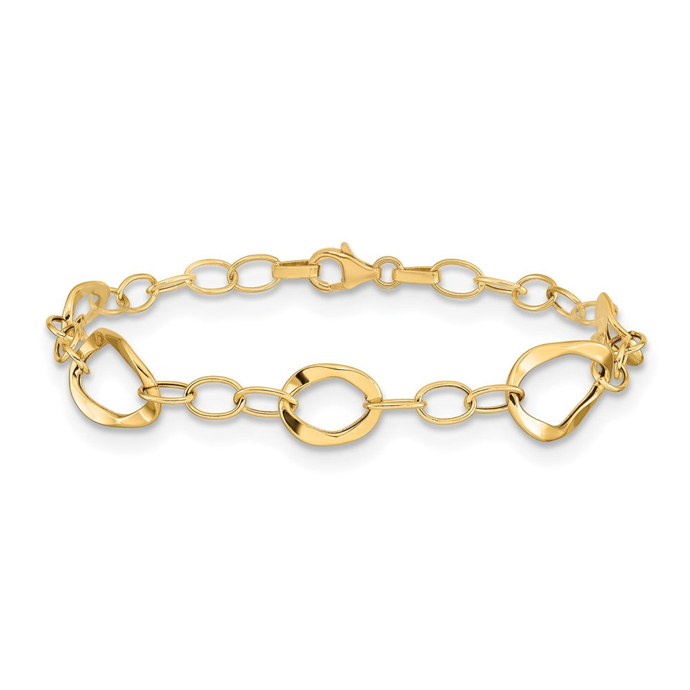 14K Polished Fancy Link Bracelet 7.5  inches