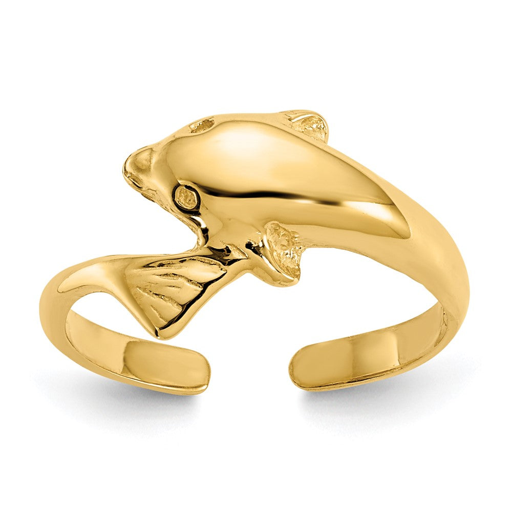 14k Gold Dolphin Toe Ring