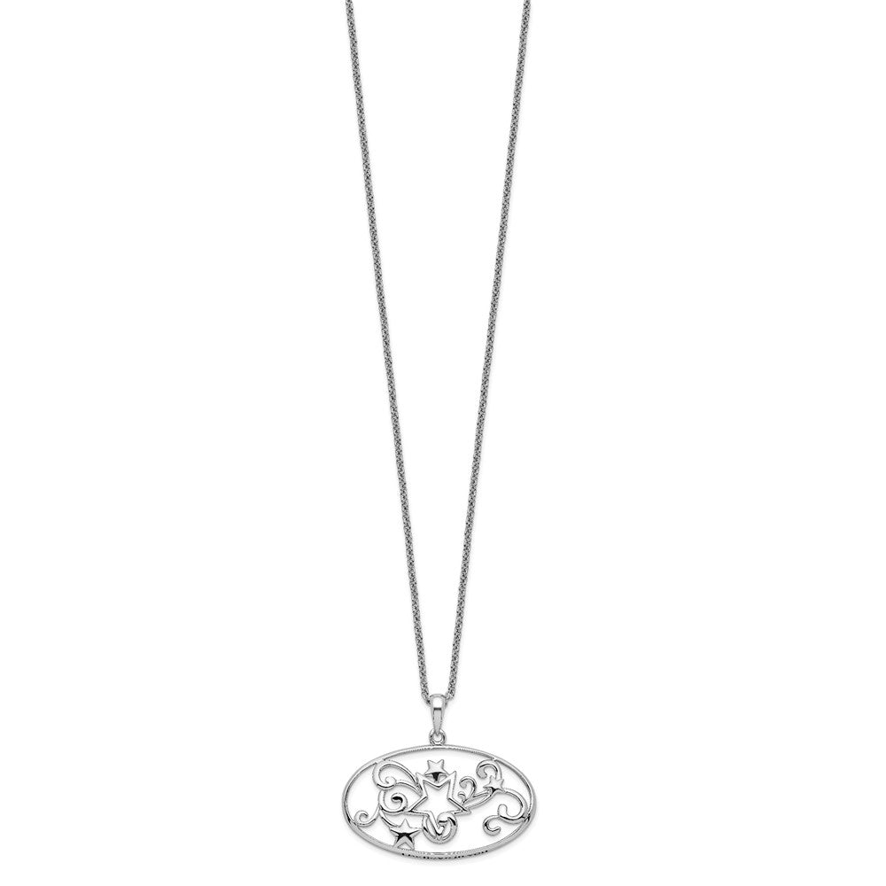 Sentimental Expressions Sterling Silver Rhodium-plated Antiqued I Believe In You 18in Star Necklace 18 Inches