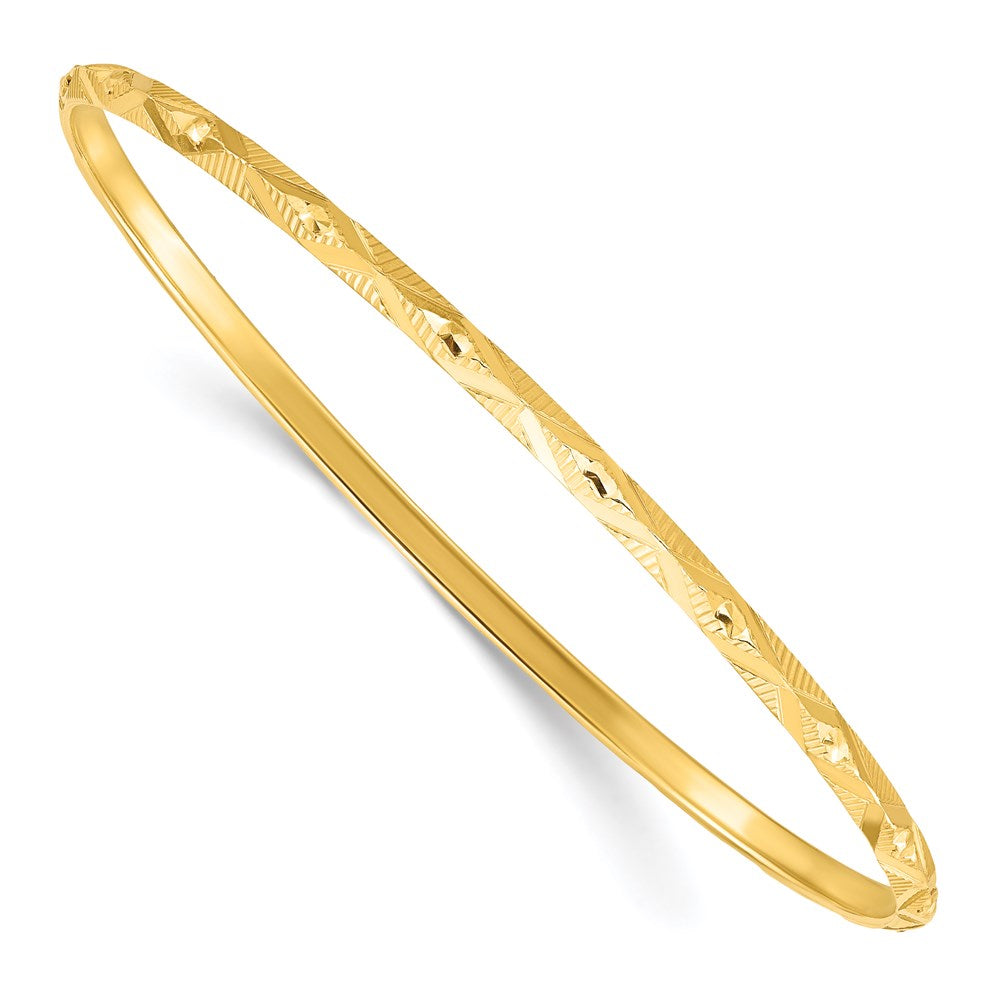 Sterling Silver Gold-tone Diamond Cut Slip-on Bangle 8 inches